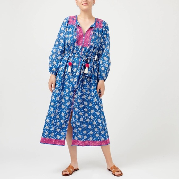 J. Crew Dresses & Skirts - J CREW embroidered block print midi dress casual beautiful XS